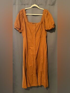 Madewell Seamed Puff-Sleeve Midi Dress